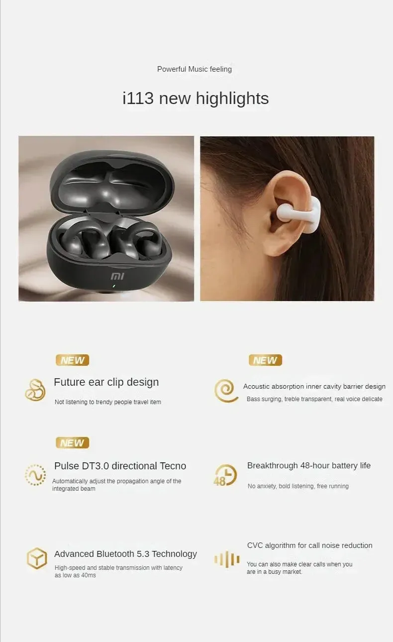 Xiaomi Wireless Bluetooth Headphone Earrings TWS Bone Conduction Earhook Headphones Sports Earbuds TWS Headphones WithMicrophone