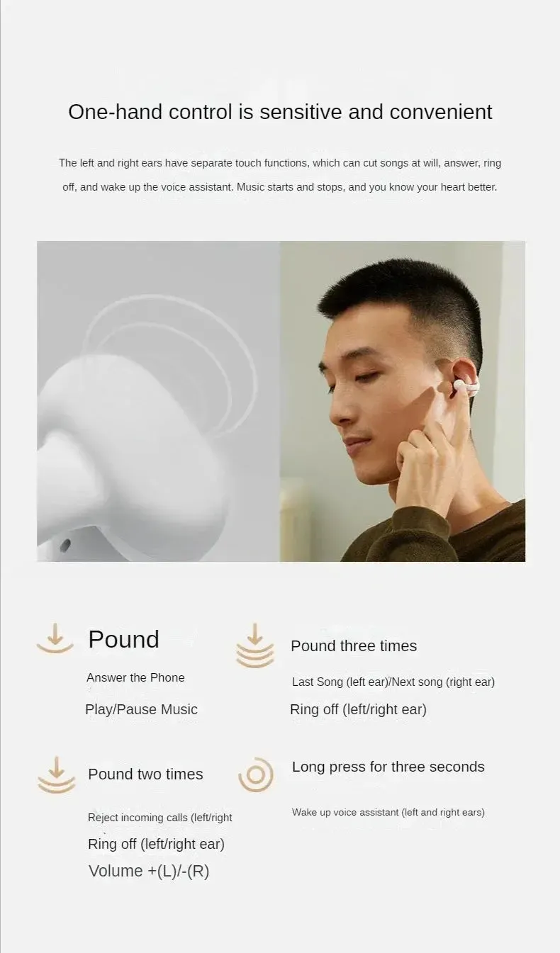 Xiaomi Wireless Bluetooth Headphone Earrings TWS Bone Conduction Earhook Headphones Sports Earbuds TWS Headphones WithMicrophone